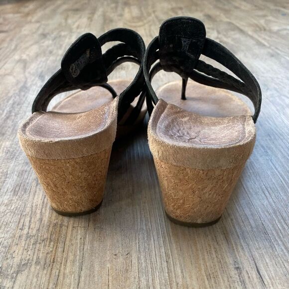 UGG Maddie Black Braided Wedge Heel Sandals Size 7 - Picture 3 of 8